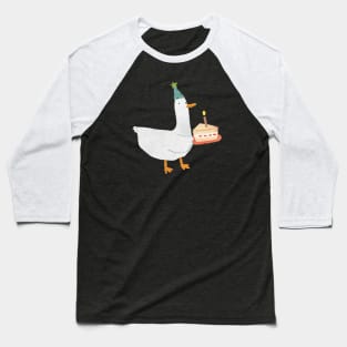 Cute Party Duck with Birthday Cake Baseball T-Shirt